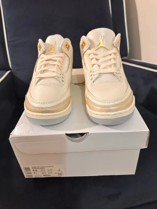 Jordan Air Jordan 3 Retro Sail Team Gold Pale Ivory IB2255-100 Women - Picture 4 of 8